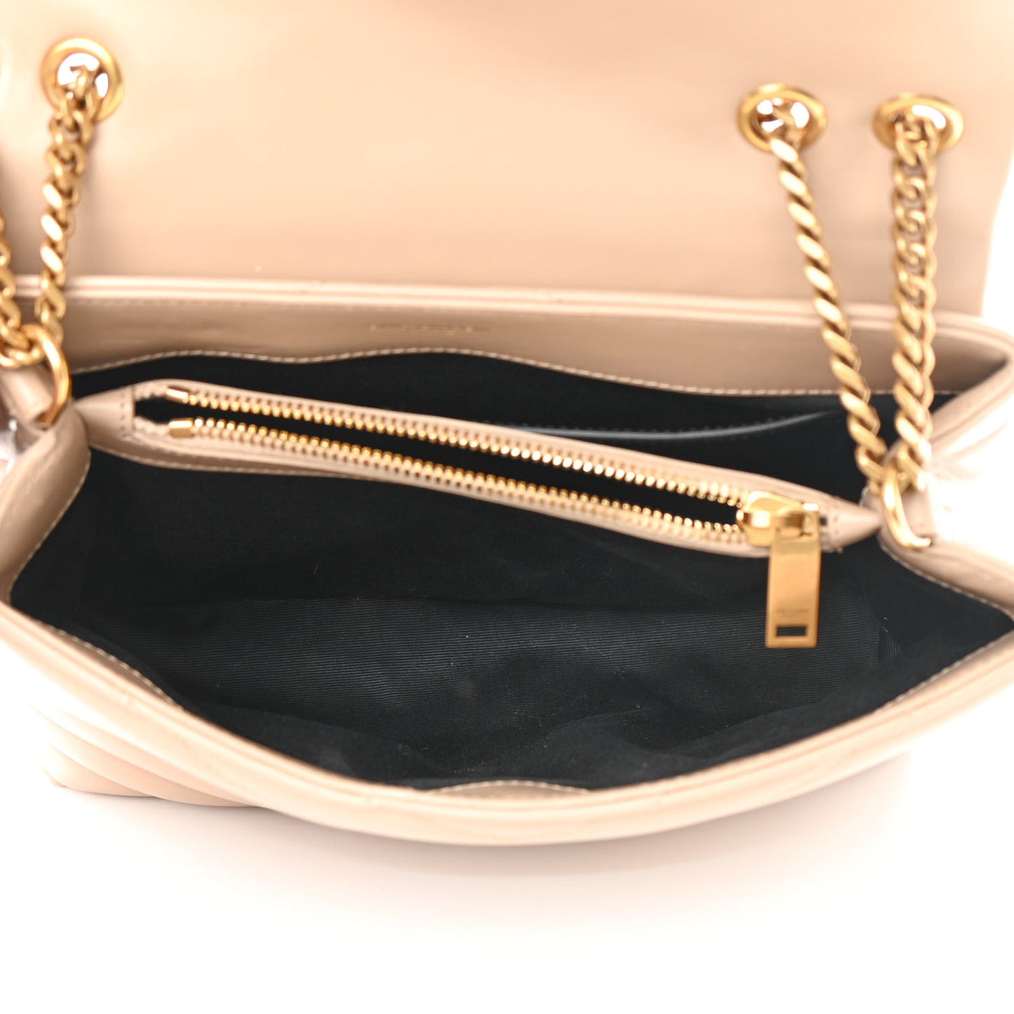 Calfskin Y Quilted Monogram Small Loulou Chain Satchel Dark Beige