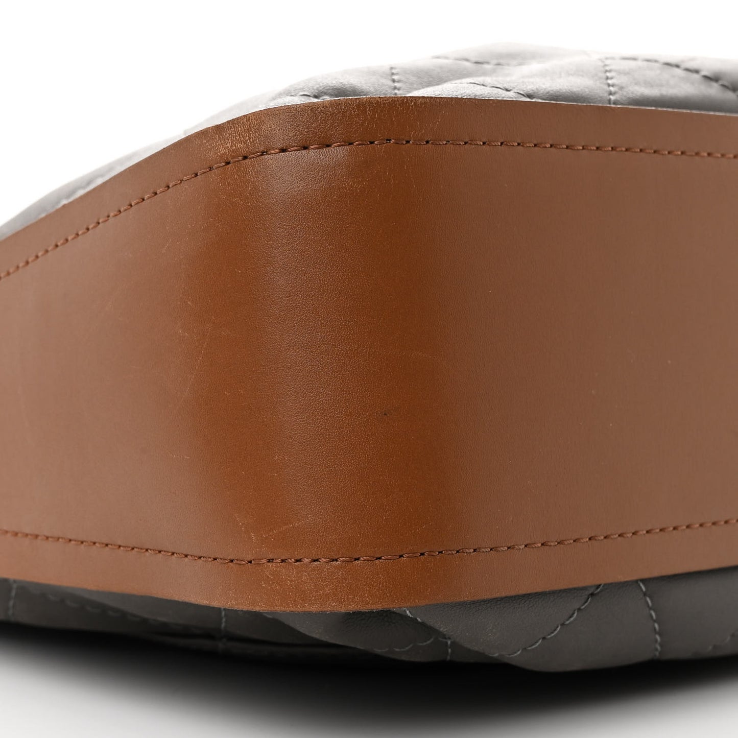 Calfskin Country Chic Stitched Hobo Grey