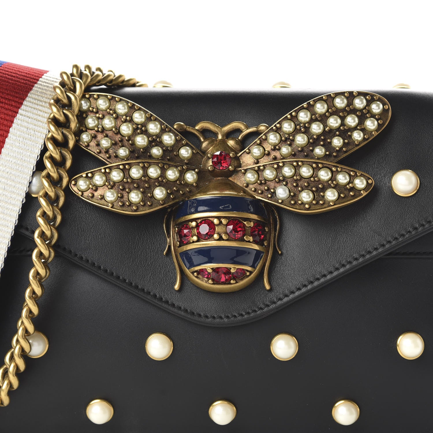 Gucci Nappa Pearl Studded Mini Queen Margaret Broadway Shoulder Bag Black 11 of 11