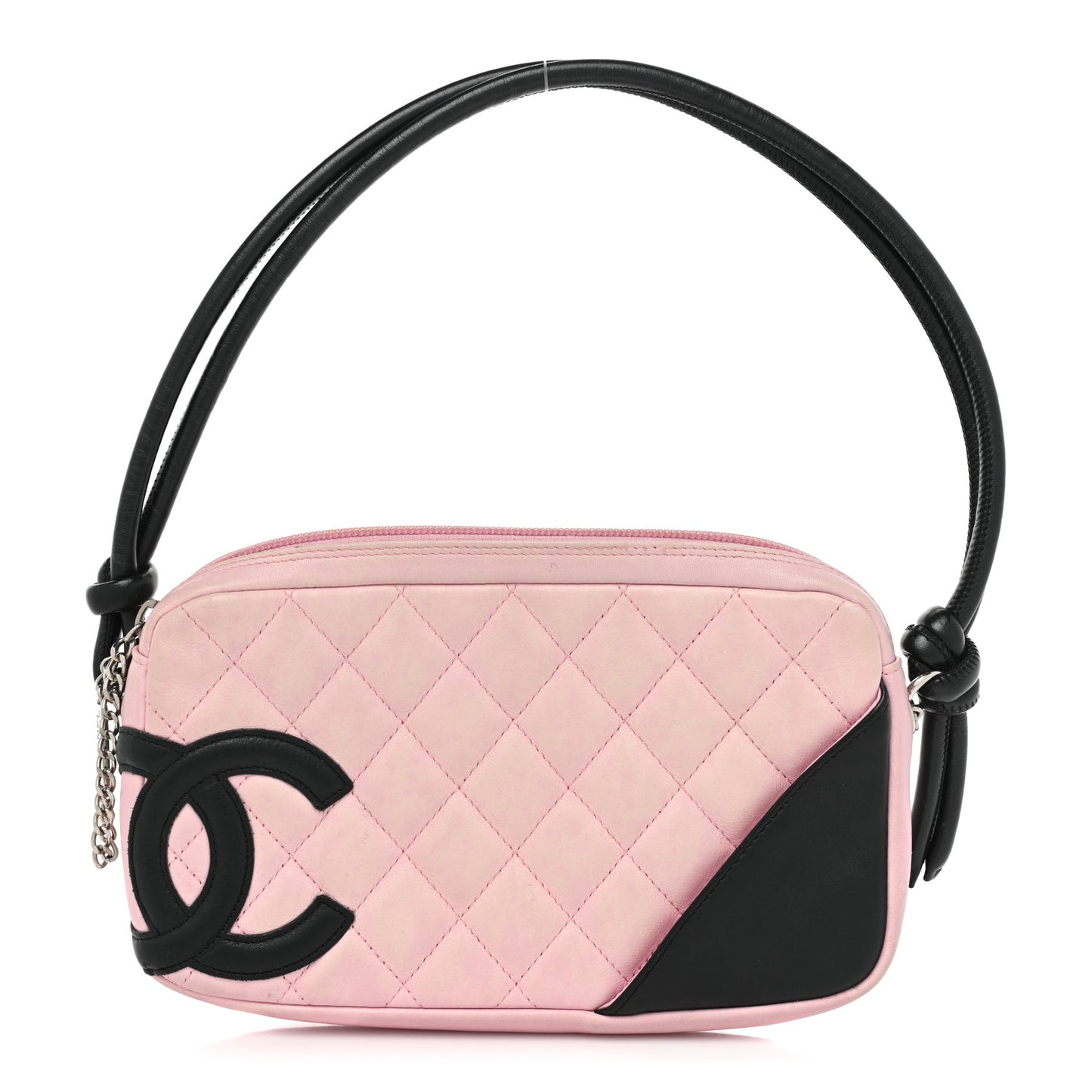 Calfskin Quilted Cambon Pochette Pink Black