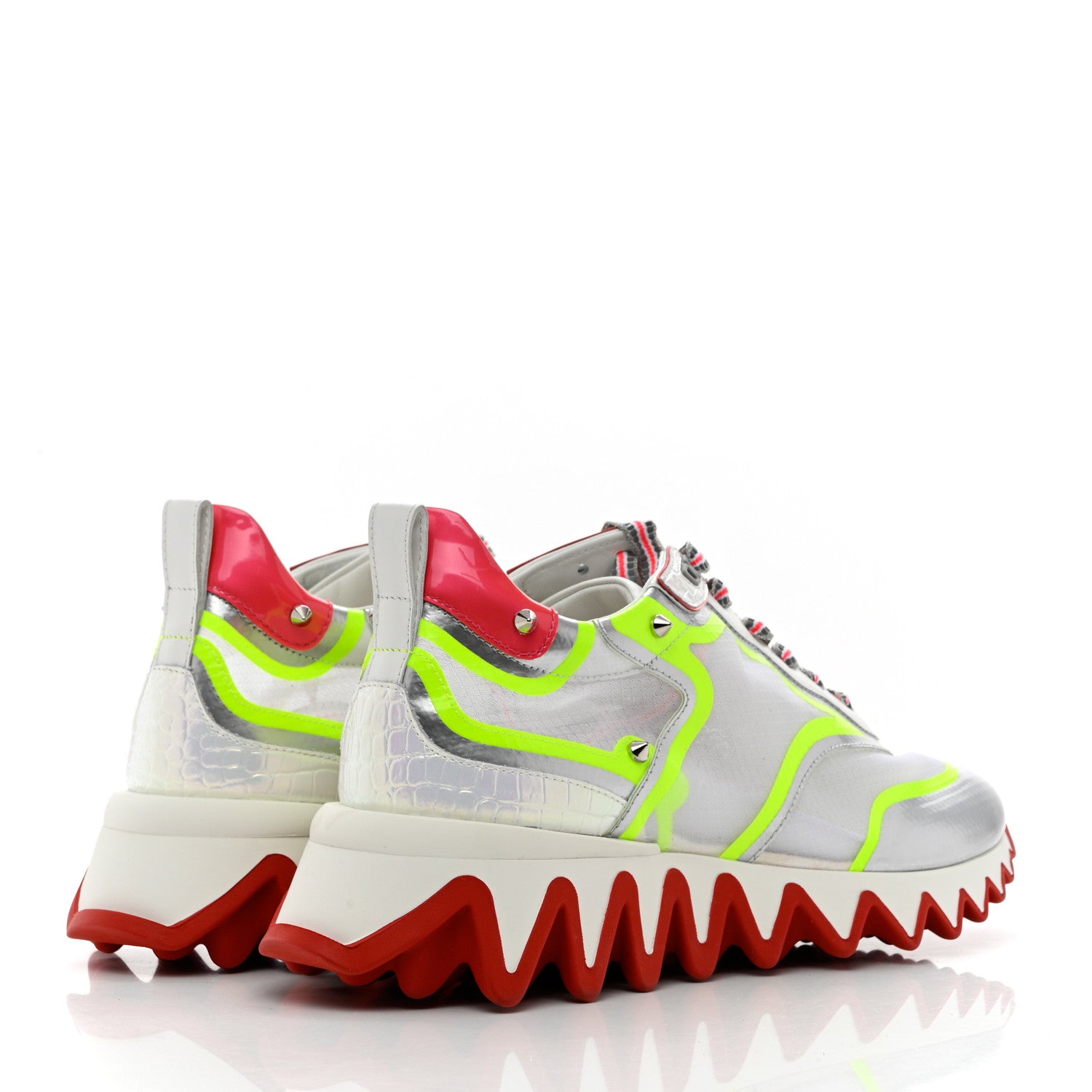 Christian Louboutin Patent Mesh Denim Rete Sharkina Flat Sneakers 38 Multicolor 4 of 8
