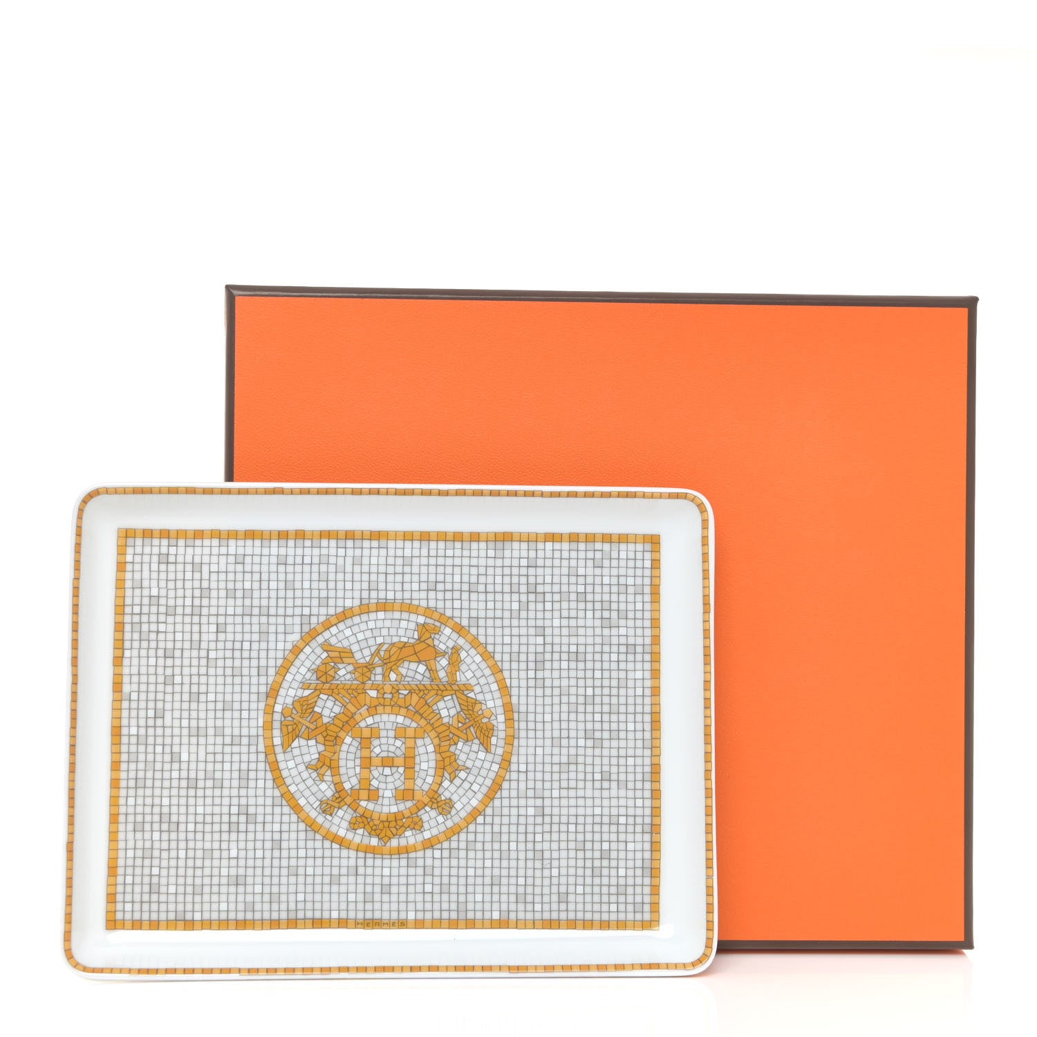 Hermes Porcelain Mosaique au 24 Gold Sushi Plate 6 of 6