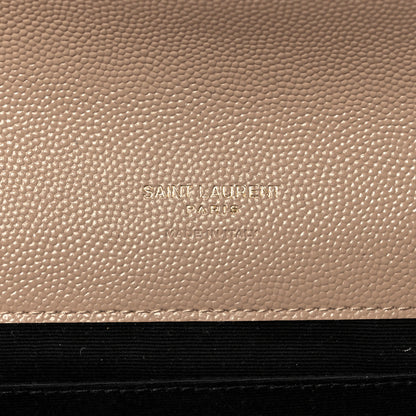 Saint Laurent Grain De Poudre Textured Mixed Matelasse Triquilt Monogram Clutch Dark Beige 8 of 10