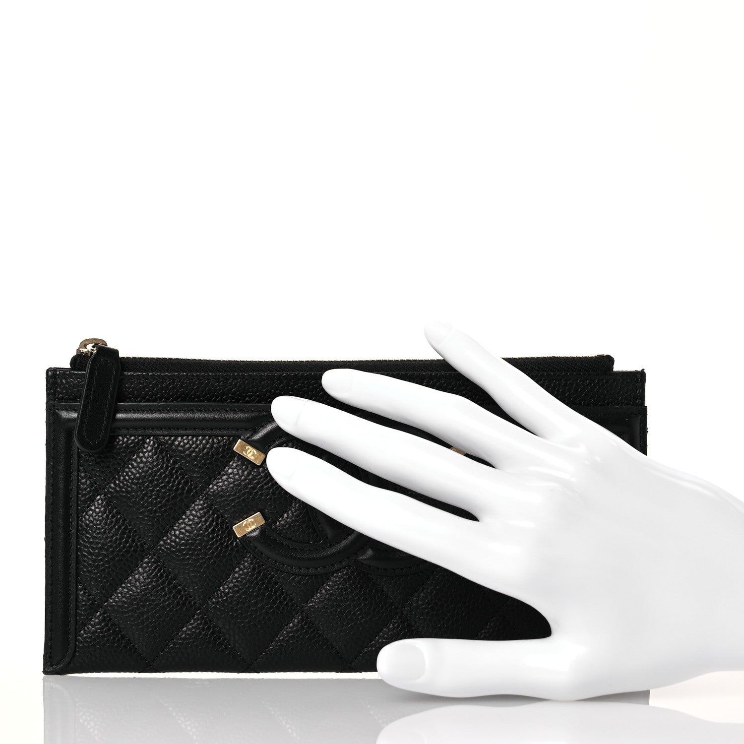 Chanel Caviar Quilted Filigree Zip Pouch Black 2 of 9