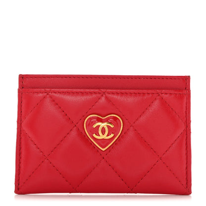 Chanel Lambskin Plexiglass Quilted Coco Love Card Holder Red 1 of 9