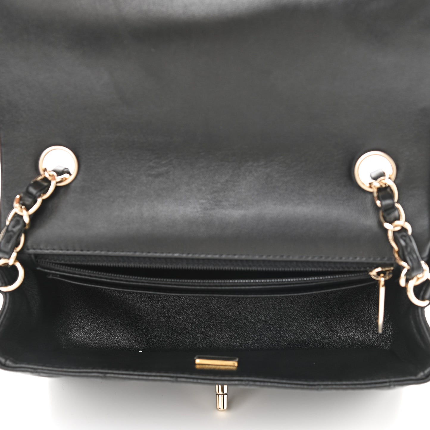 Lambskin Quilted Mini Rectangular Flap Black