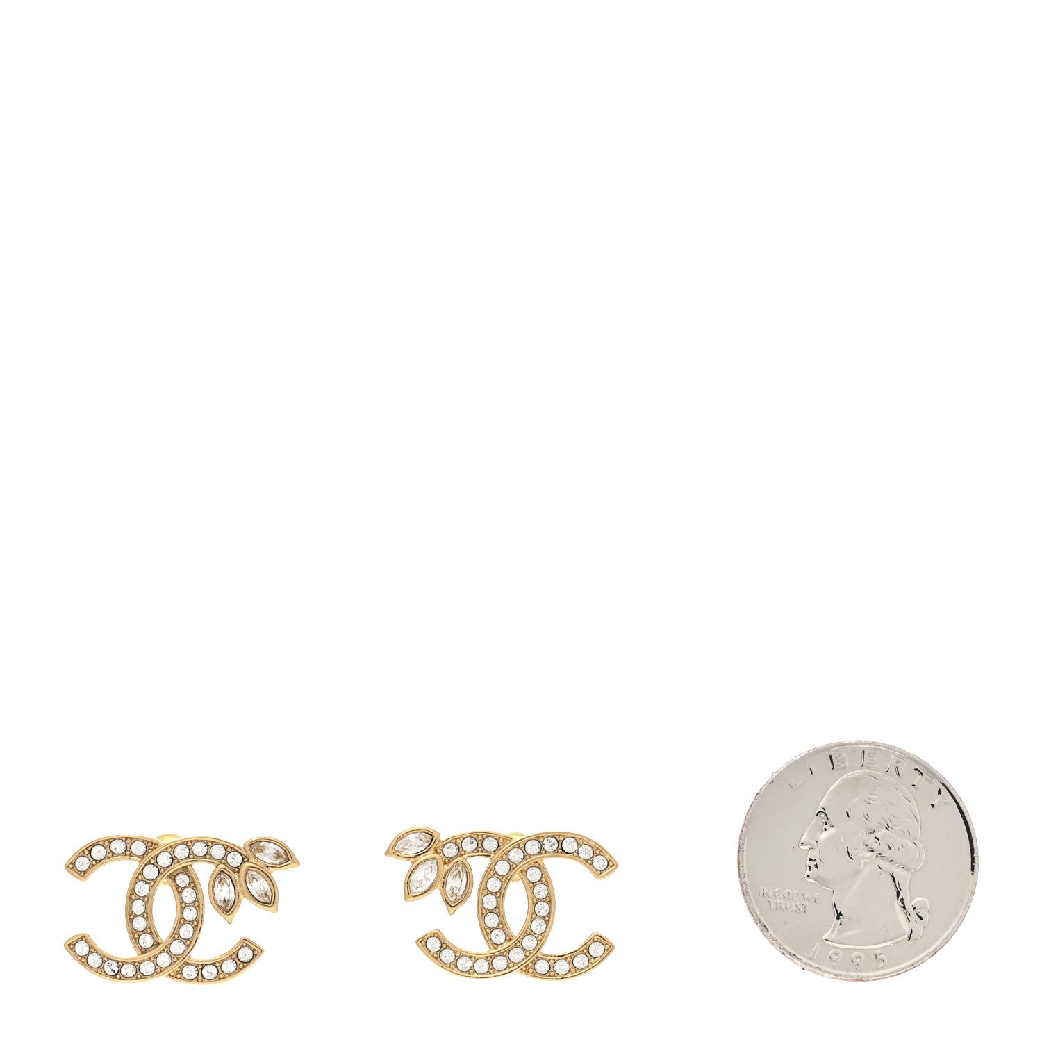 Chanel Crystal Wheat CC Earrings Gold 2 of 4