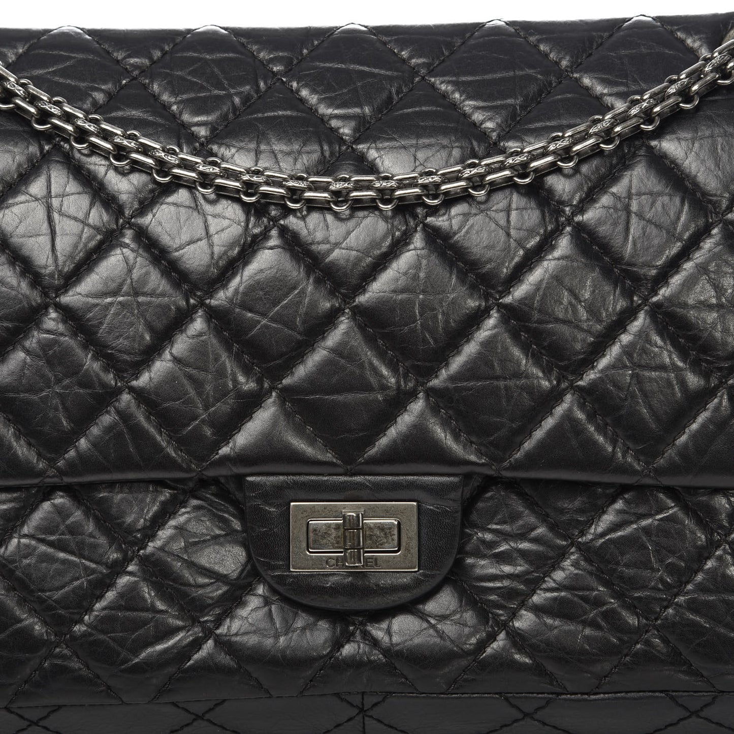 Aged Calfskin Quilted 2.55 Reissue 226 Flap Black