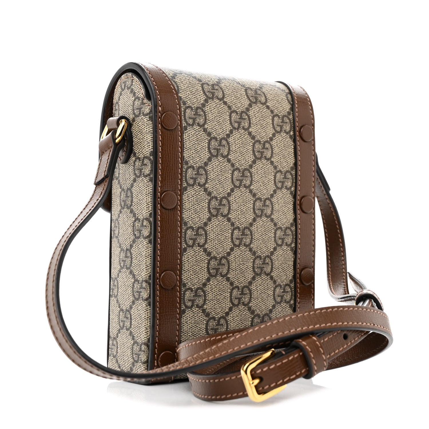Gucci GG Supreme Monogram Mini Horsebit 1955 Crossbody Bag Beige Brown Sugar 3 of 12