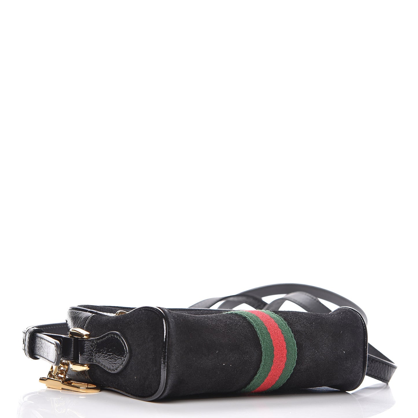 Suede Patent Web Mini Ophidia Shoulder Bag Black