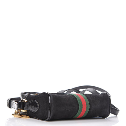 Gucci Suede Patent Web Mini Ophidia Shoulder Bag Black 4 of 10