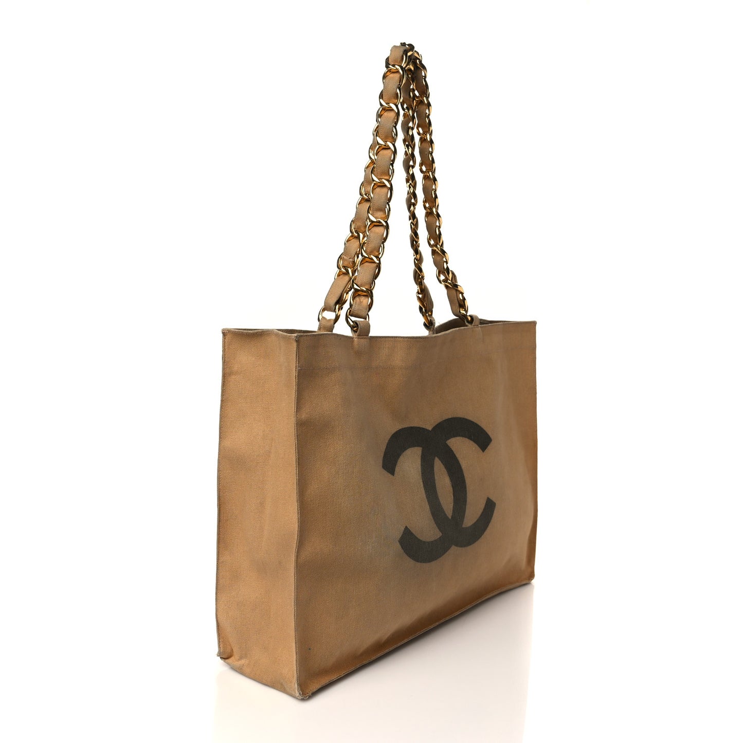 Canvas CC Logo Shopping Tote Beige