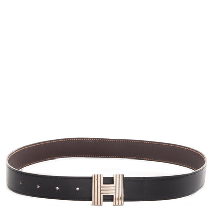Hermes Box Evergrain Reversible Polished Cadena H 32mm Belt Noir Havane 65 1 of 7