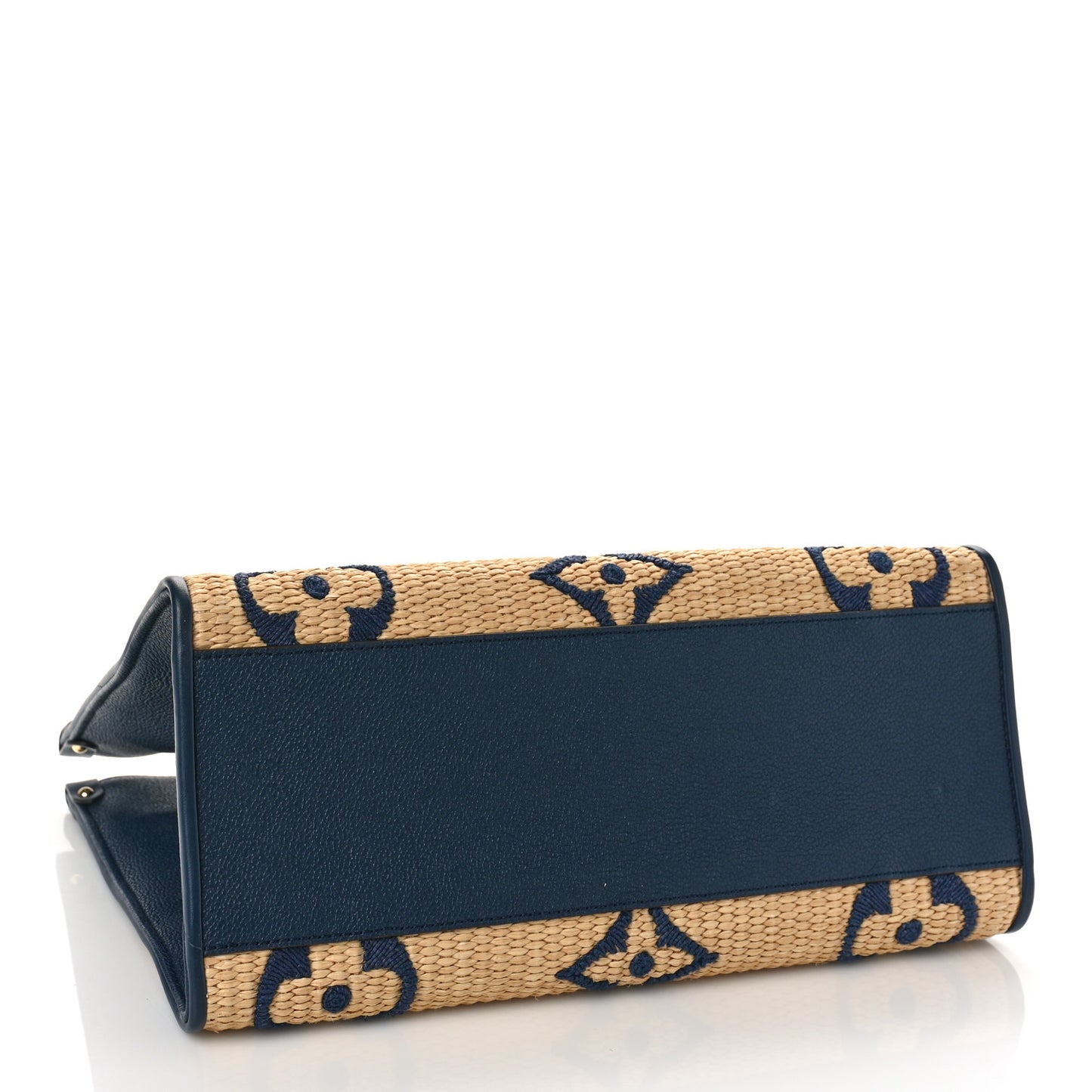 Raffia Calfskin Monogram Giant Onthego MM Blue