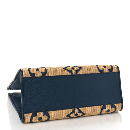 Louis Vuitton Raffia Calfskin Monogram Giant Onthego MM Blue 4 of 8