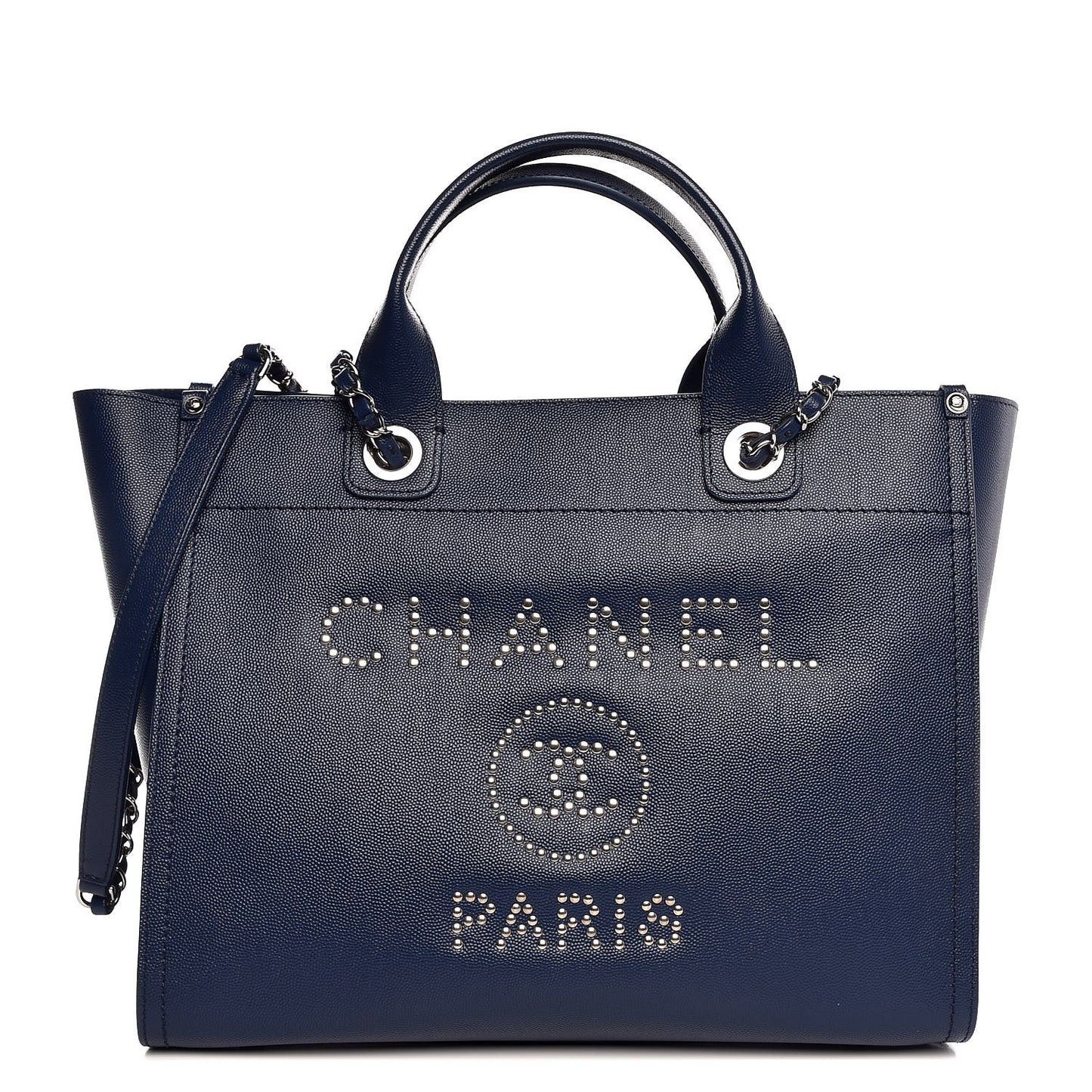 Caviar Small Studded Deauville Tote Navy
