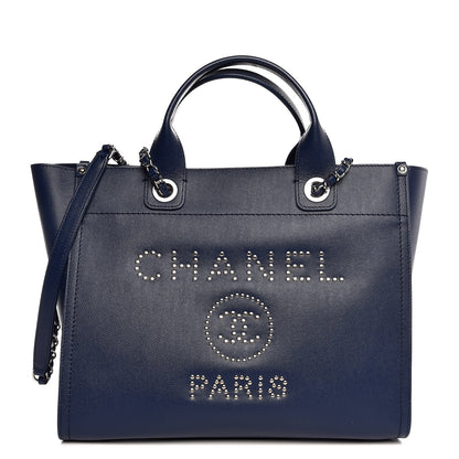 Chanel Caviar Small Studded Deauville Tote Navy 1 of 8