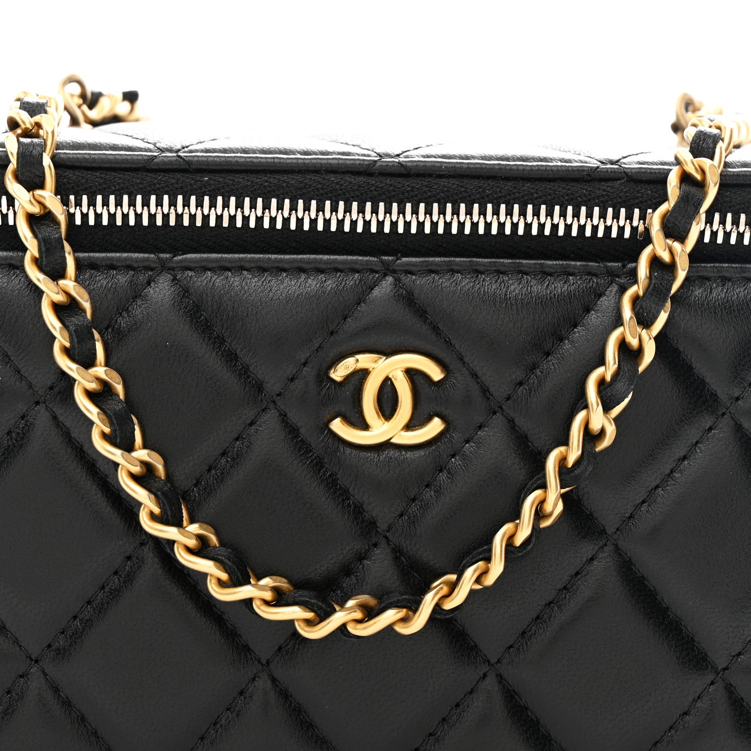 Chanel Lambskin Quilted Pearl Crush Small Vanity Case With Chain Black 8 of 11