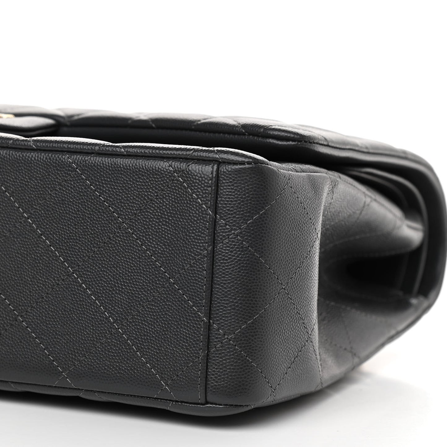 Caviar Quilted Maxi Double Flap Dark Grey