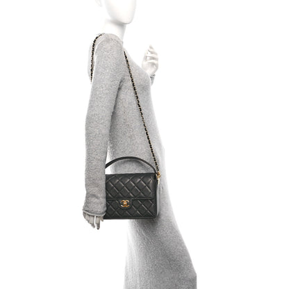 Chanel Shiny Caviar Quilted Small Top Handle Flap  Black 2 of 11