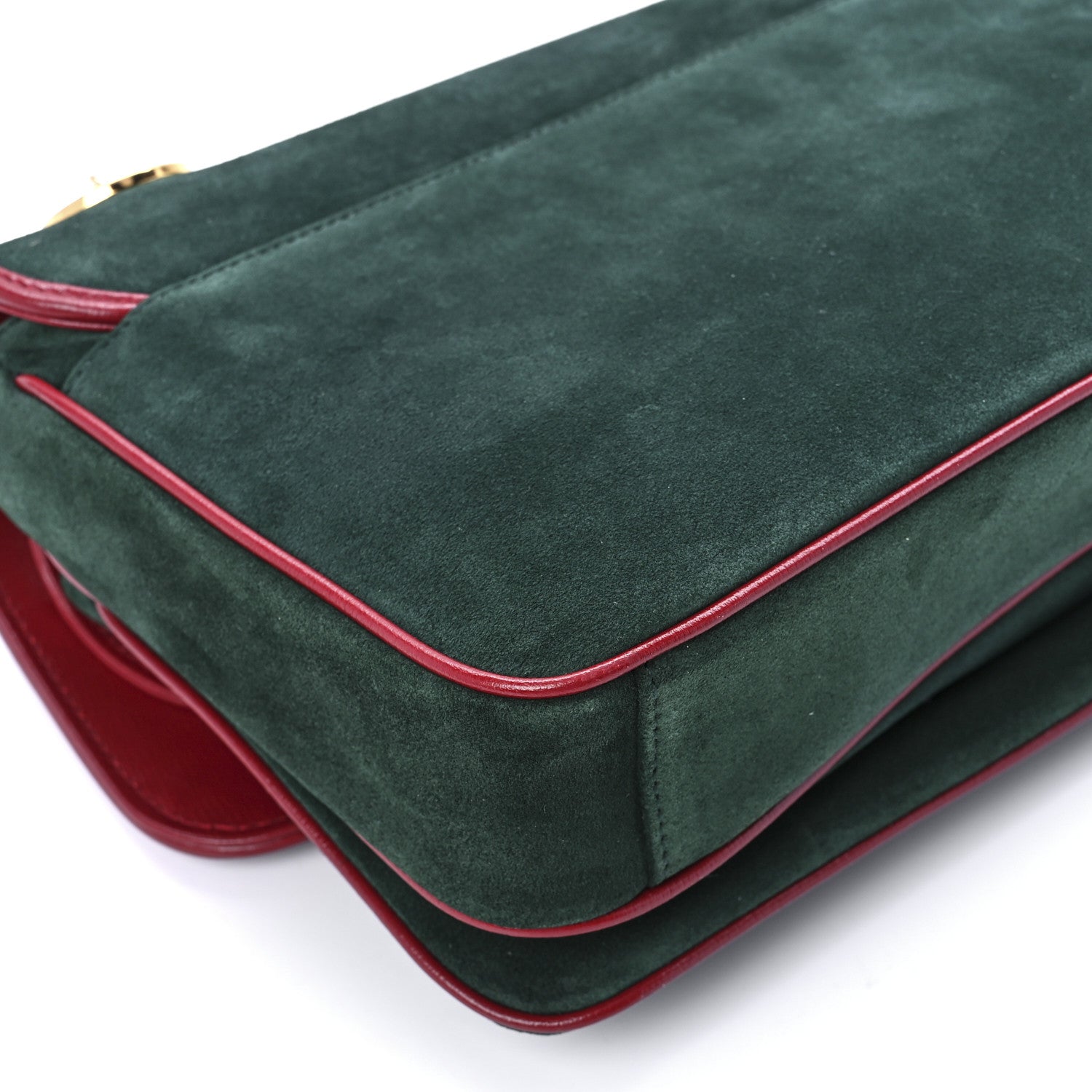 Gucci Suede Azalea Calfskin Small Marina Chain Shoulder Bag Green Red 10 of 11