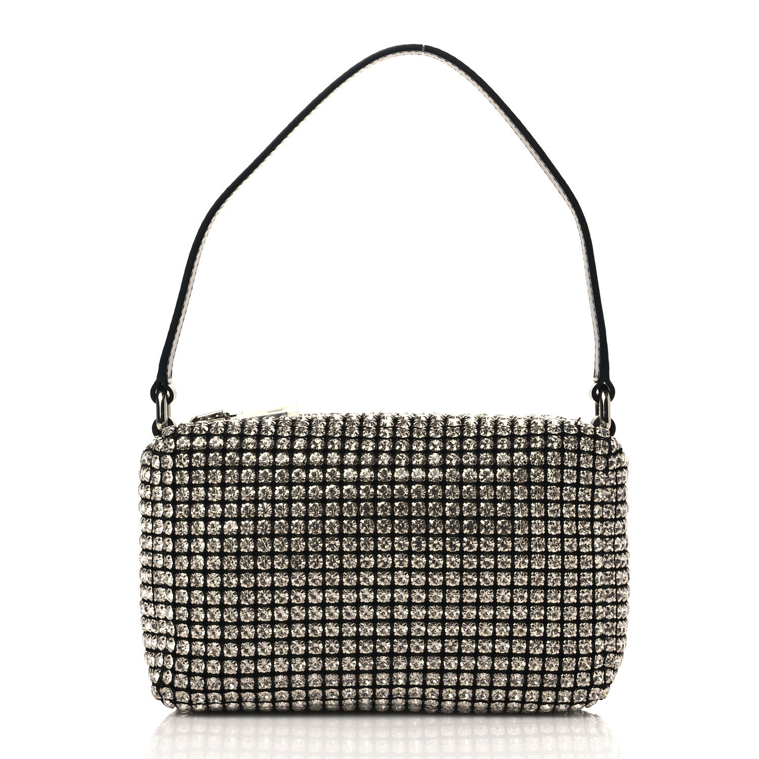 Alexander Wang Mesh Crystal Rhinestone Mini Heiress Pouch Black Silver 1 of 10