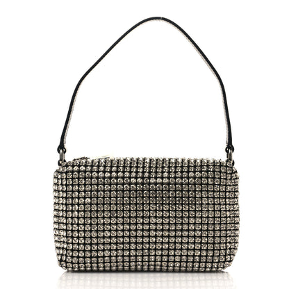 Alexander Wang Mesh Crystal Rhinestone Mini Heiress Pouch Black Silver 1 of 10