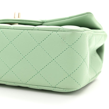 Chanel Lambskin Quilted Mini Top Handle Rectangular Flap Light Green 10 of 12