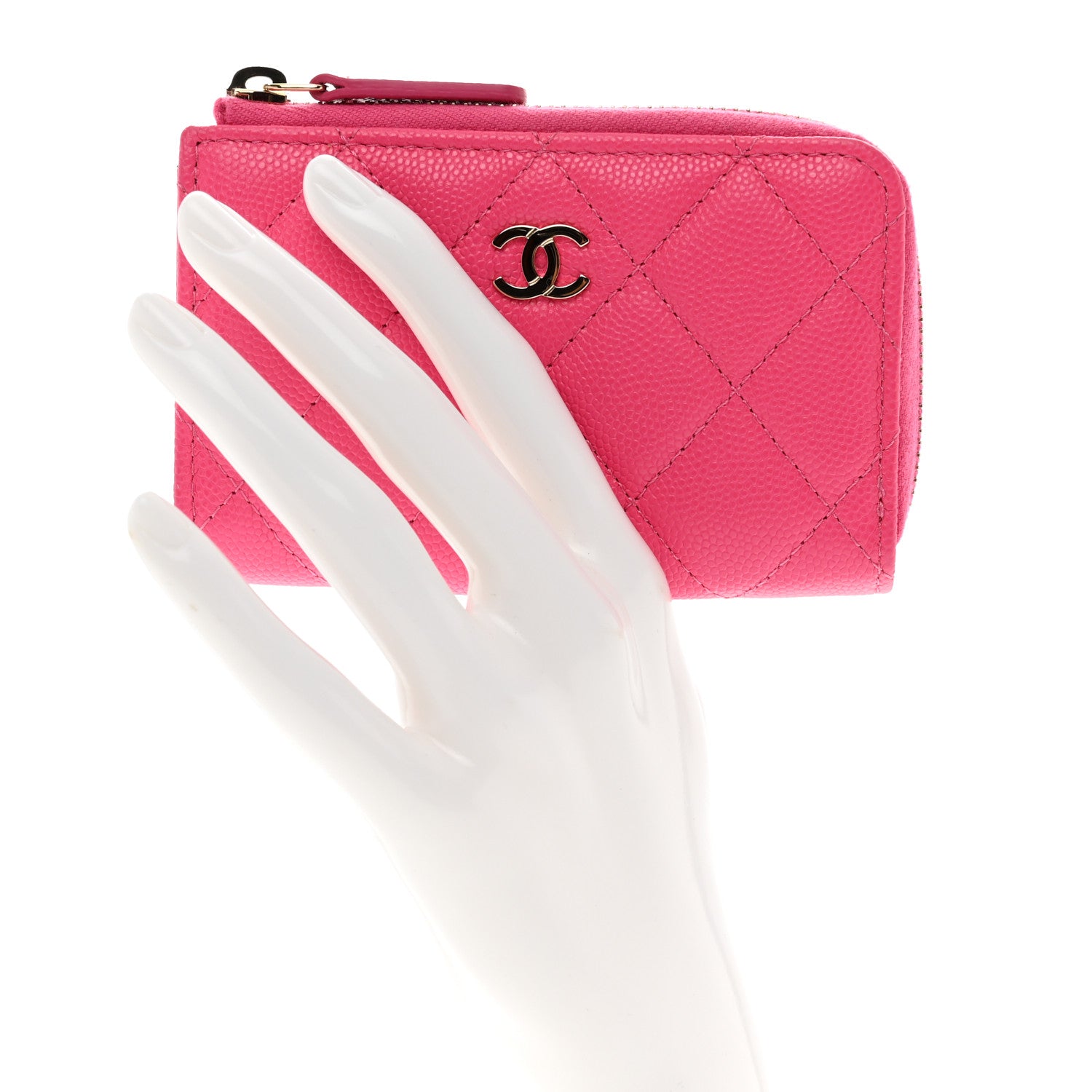 Chanel Caviar Quilted Zipped Key Holder Case Pink 2 of 7