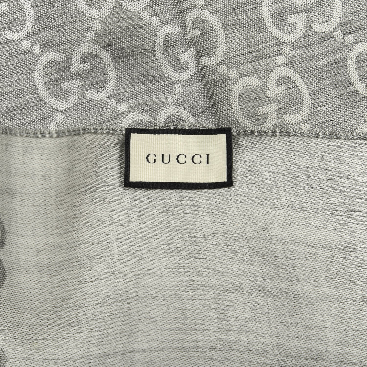 Gucci Wool Silk GG Monogram GGNat Scarf Lead 3 of 4