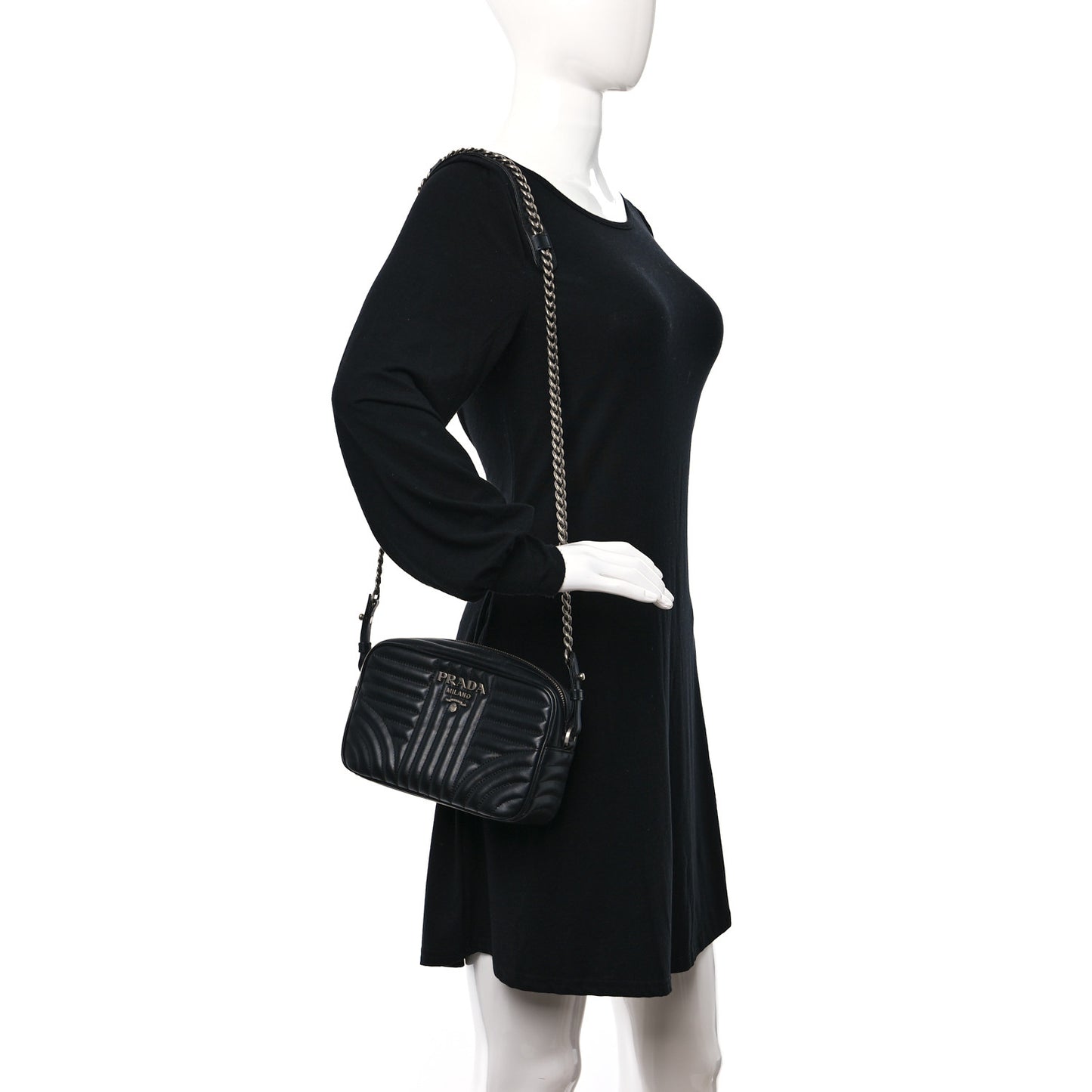 Soft Calfskin Diagramme Camera Bag Black