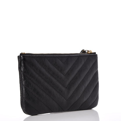 Chanel Calfskin Chevron Quilted Small Cosmetic Case Black 3 of 8