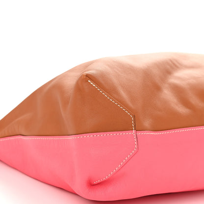 Hermes Veau Sikkim Swift Double Sens 30 Reversible Tote Gold Rose Azalee Rouge Casaque Brique 13 of 16