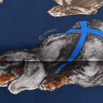 Hermes Silk Les Bassets Scarf 70 Marine Sepia 3 of 6