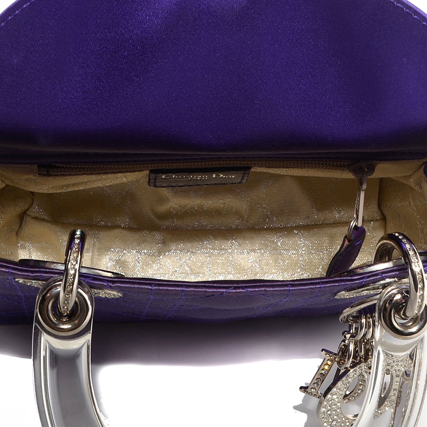 Satin Swarovski Crystal Cannage Mini Lady Dior Purple