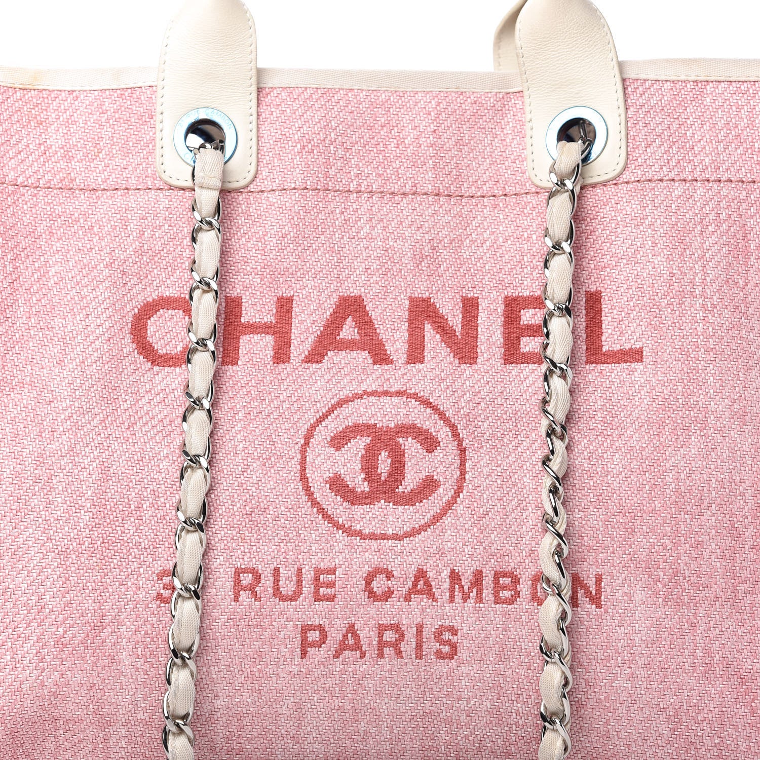 Chanel Canvas Medium Deauville Tote Pink 10 of 13
