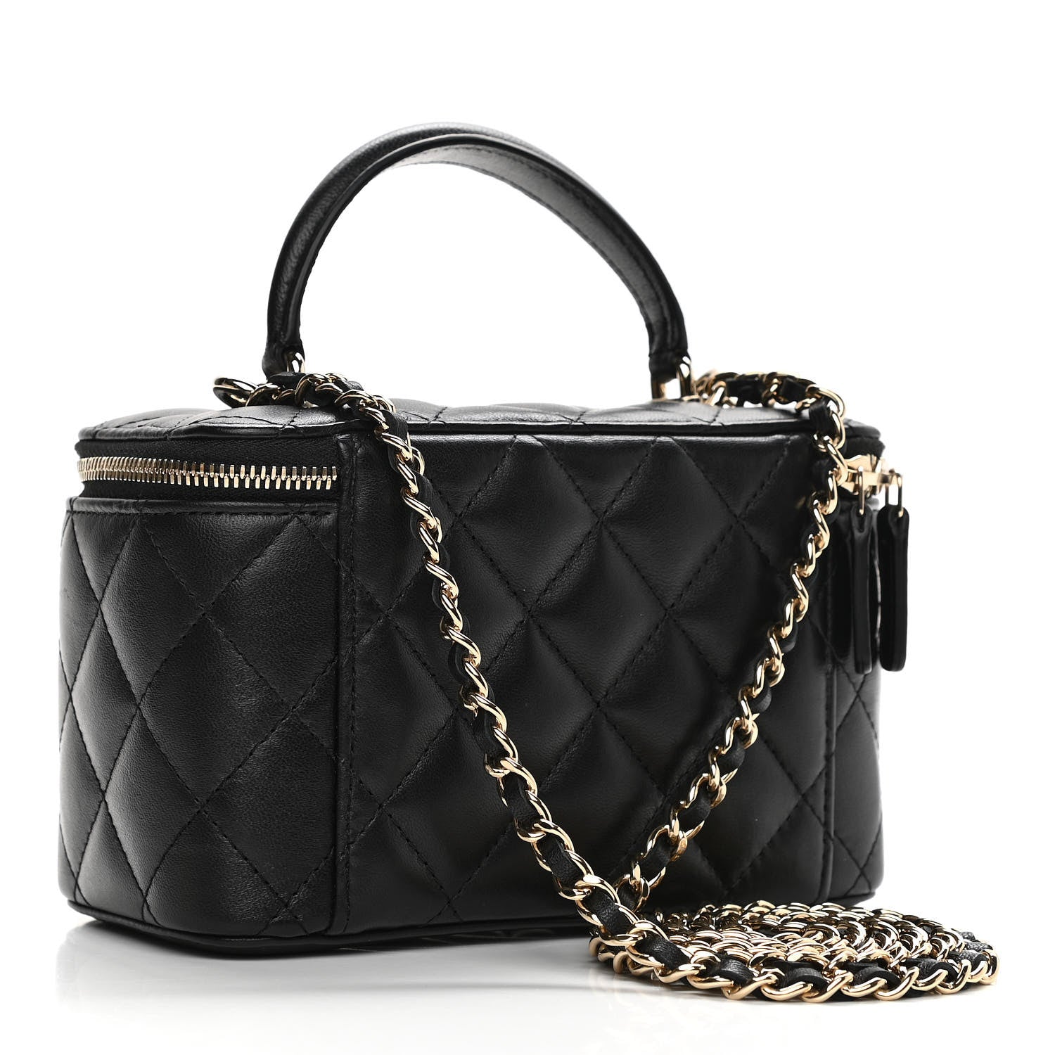 Chanel Lambskin Quilted Small Top Handle Vanity Case With Chain Black 3 of 11
