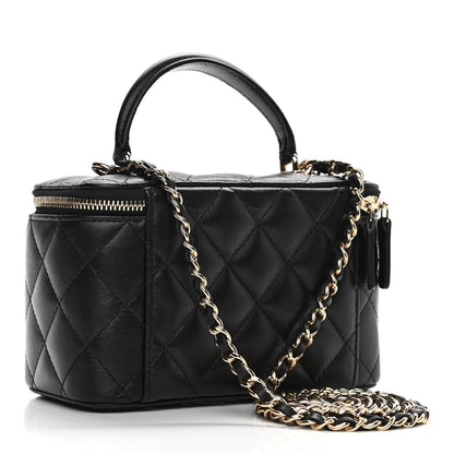 Chanel Lambskin Quilted Small Top Handle Vanity Case With Chain Black 3 of 11