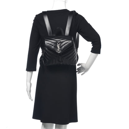 Saint Laurent Calfskin Y Quilted Monogram Small Loulou Backpack Black 2 of 10