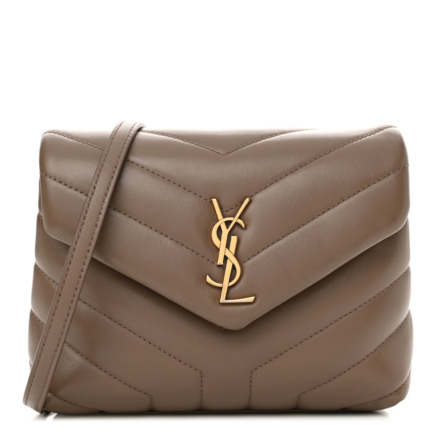 Calfskin Y Quilted Monogram Toy Loulou Crossbody Bag Taupe