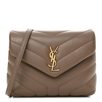 Saint Laurent Calfskin Y Quilted Monogram Toy Loulou Crossbody Bag Taupe 1 of 15