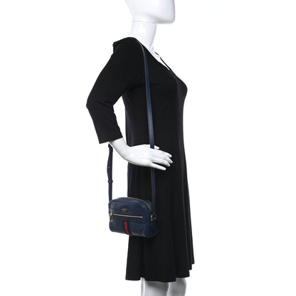Gucci Textured Calfskin Web Mini Ophidia Shoulder Bag Blue Agata 2 of 9