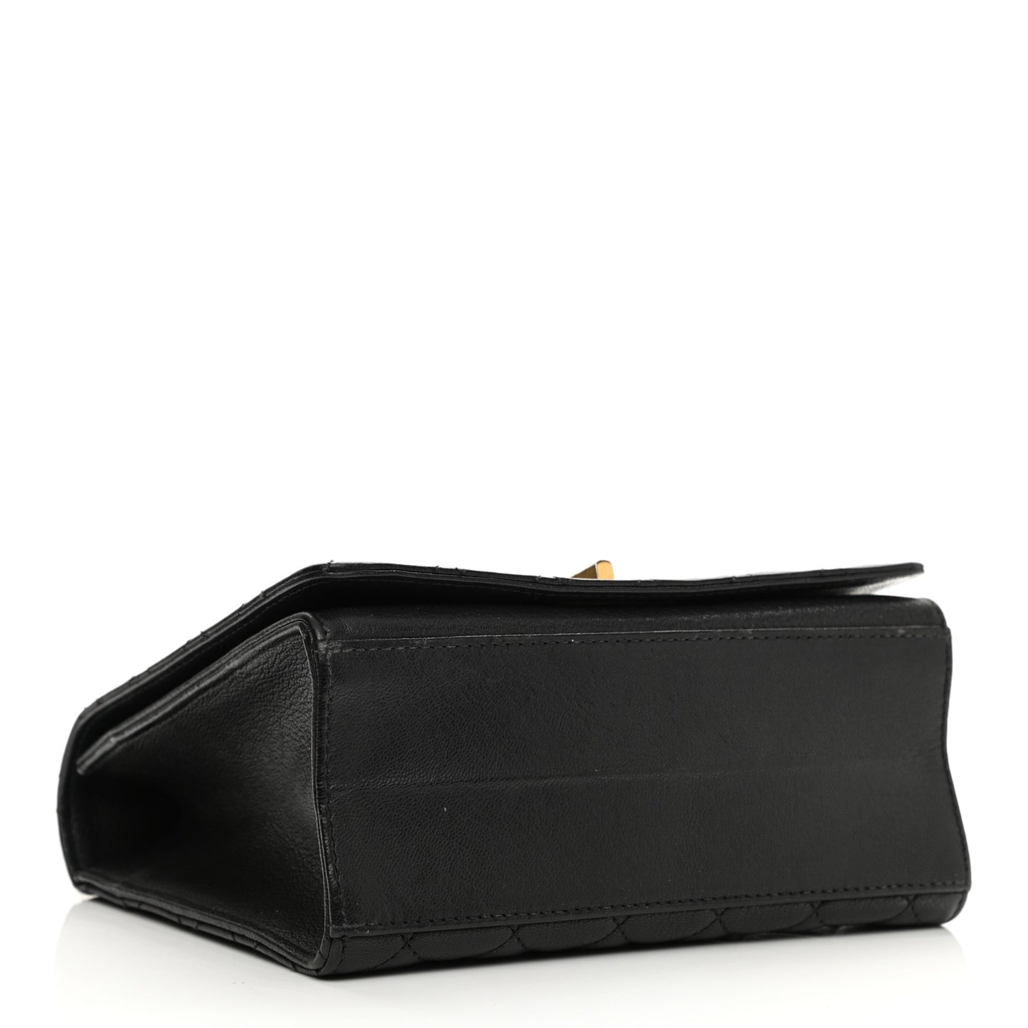 Goatskin Quilted Large Rita Top Handle Flap Black