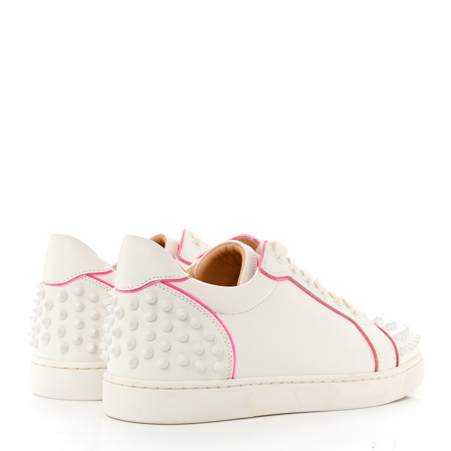 Calfskin Vieira Spikes Flat Sneakers 38 Bianco Rose