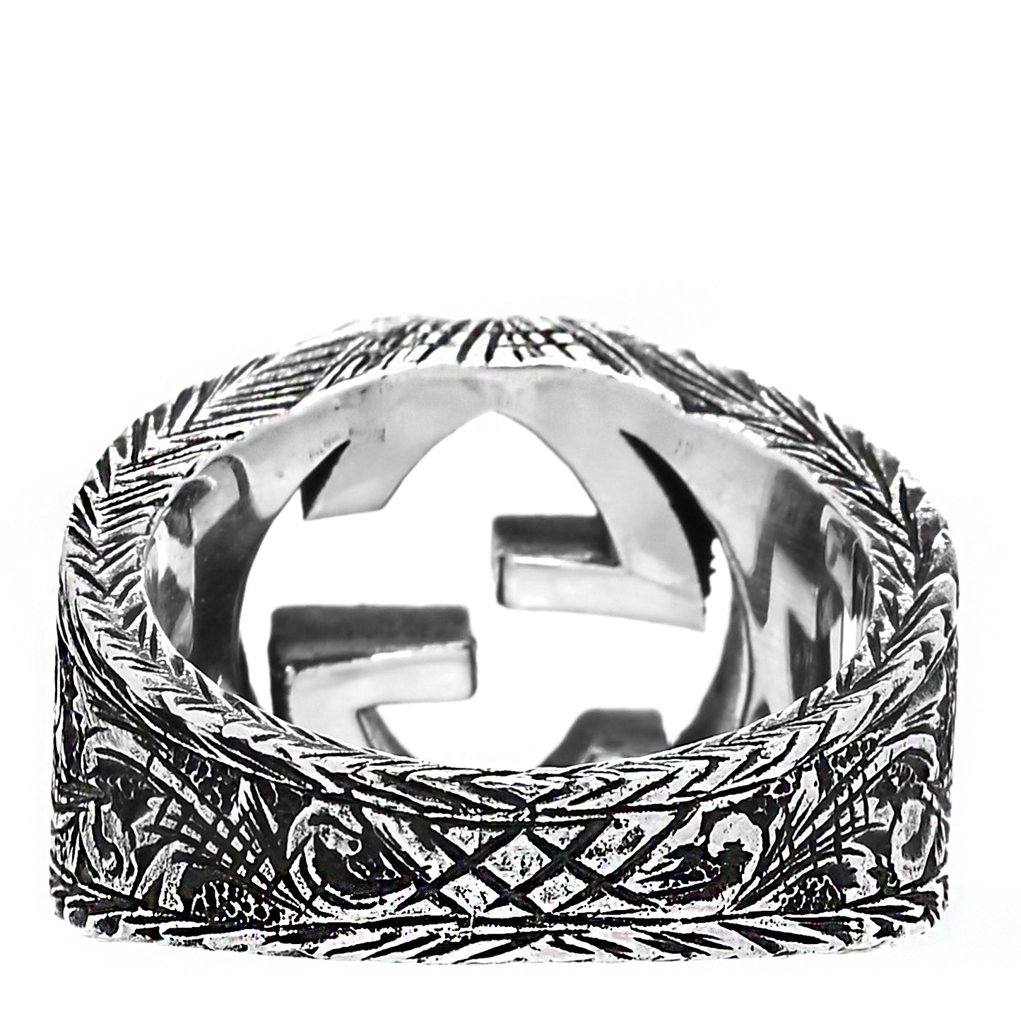 Sterling Silver Interlocking GG Signet Ring 53 6.25