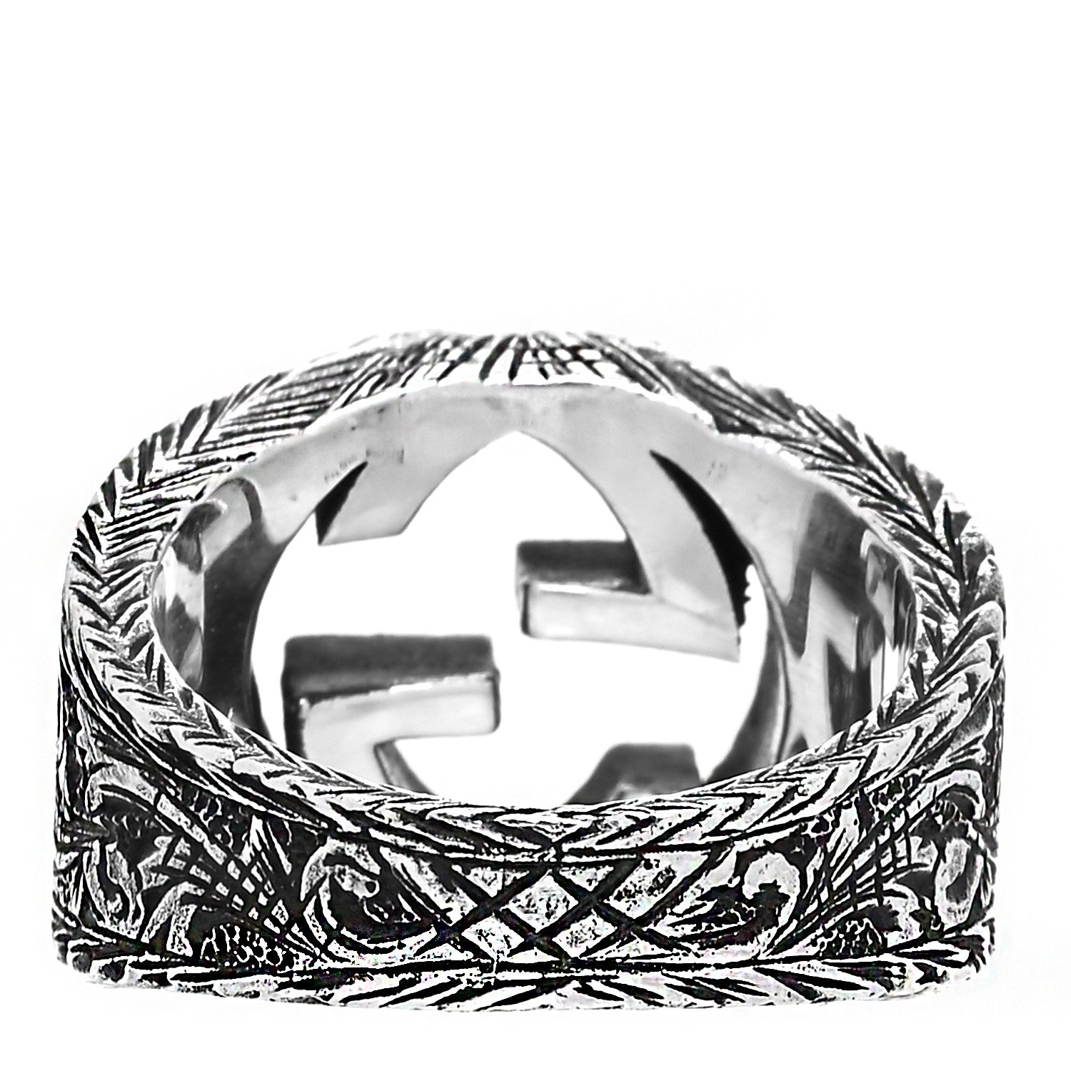 Gucci Sterling Silver Interlocking GG Signet Ring 53 6.25 3 of 5