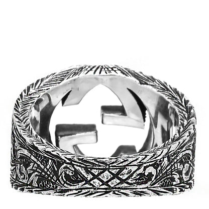 Gucci Sterling Silver Interlocking GG Signet Ring 53 6.25 3 of 5