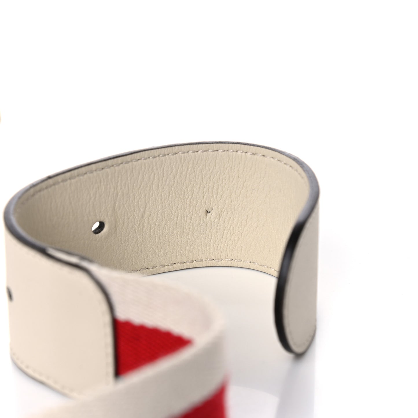 Nylon Calfskin Sylvie Web Double G 40mm Belt 95 38 Mystic White Hibiscus Red Maritime