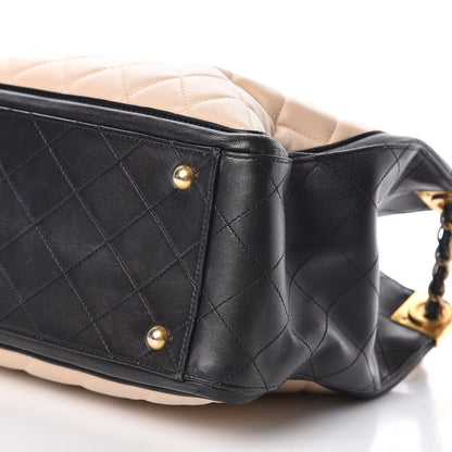 Chanel Lambskin Quilted Elegant CC Shopping Tote Beige Black 12 of 13