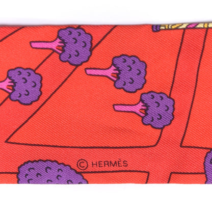 Hermes Silk Les Nouveaux Amoureux de Paris Twilly Rouge Violet Creme 4 of 4